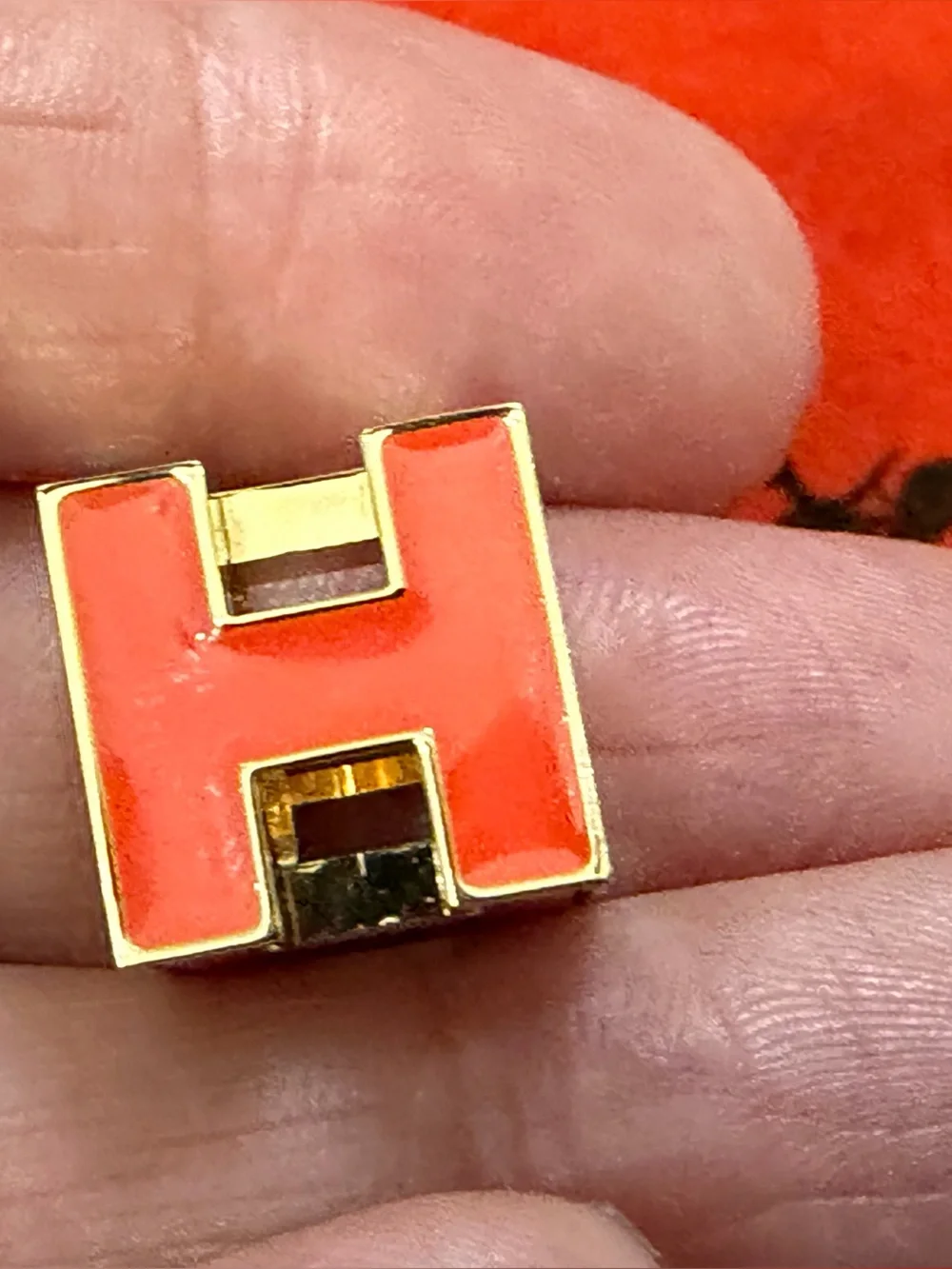 Hermes Cage de Ash H Cube Orange x Gold HERMES Women's